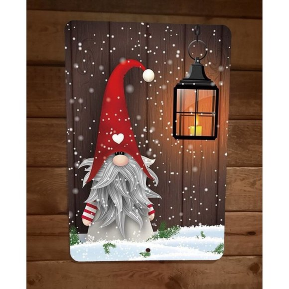 Merry Xmas Christmas Gnome 8x12 Metal Wall Sign Poster #2